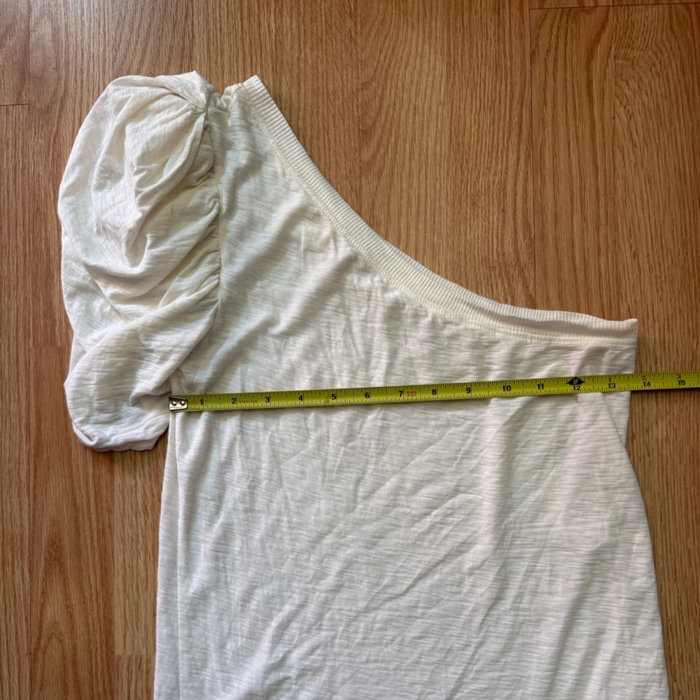 Nation LTD - Raina Balloon Sleeve One Shoulder Tee in White/Cream - Picture 5 of 6